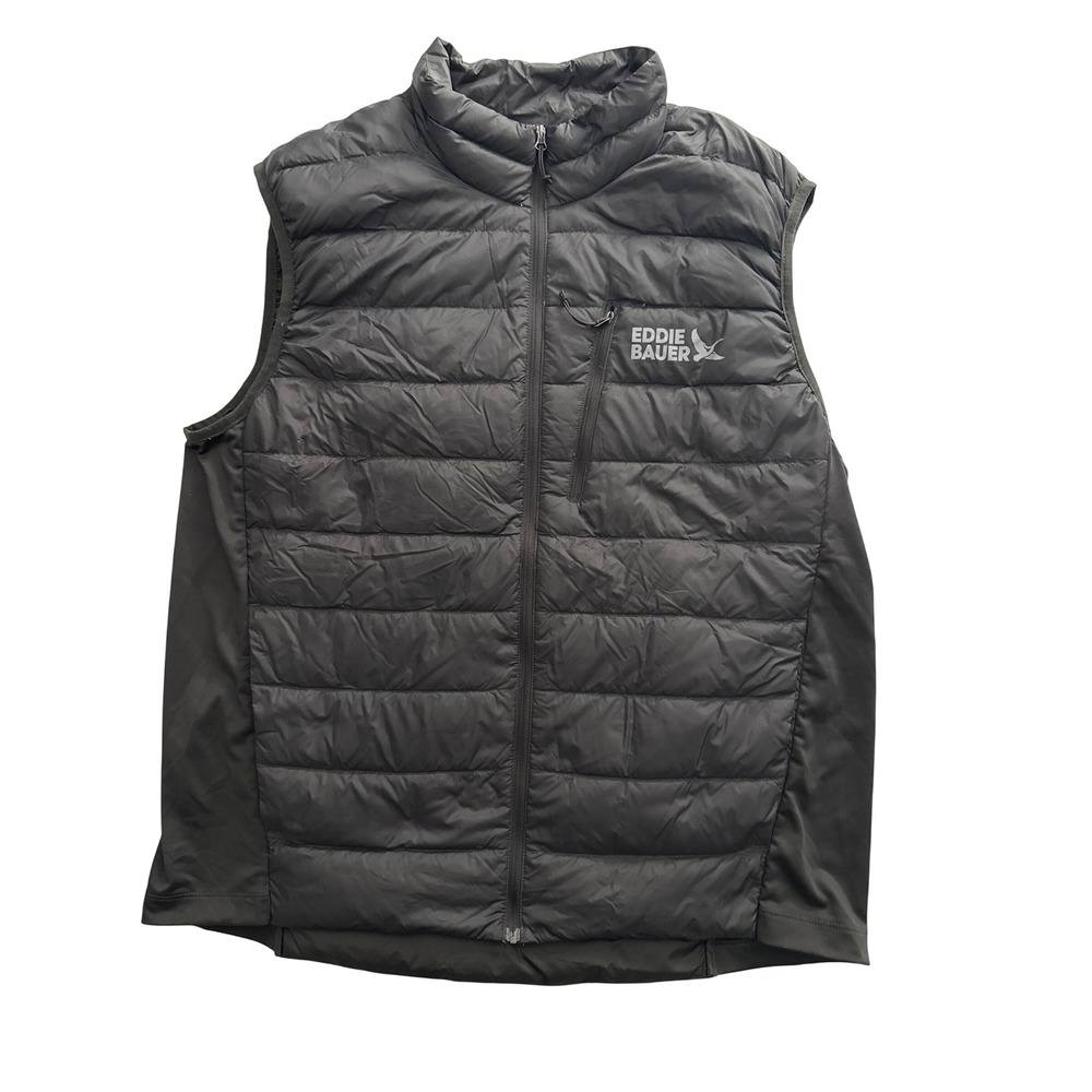 Eddie Bauer Mens 550 Down Vest Black Puffer Sleeveless Jacket Size Large